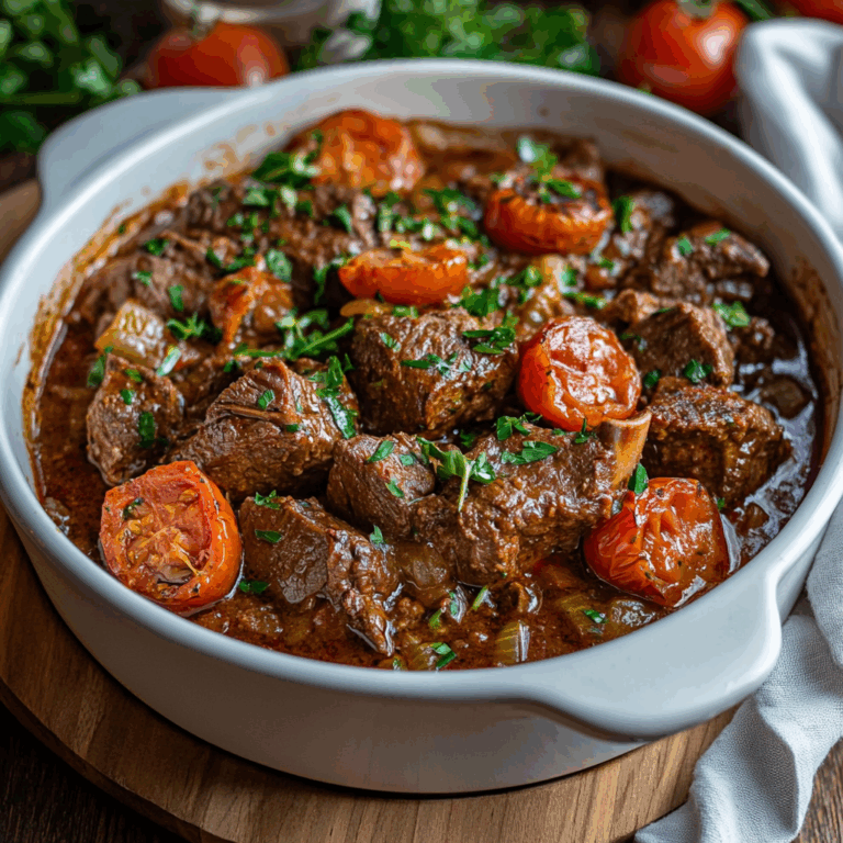 Slow-Baked Beef Casserole with Herbs and Tomatoes