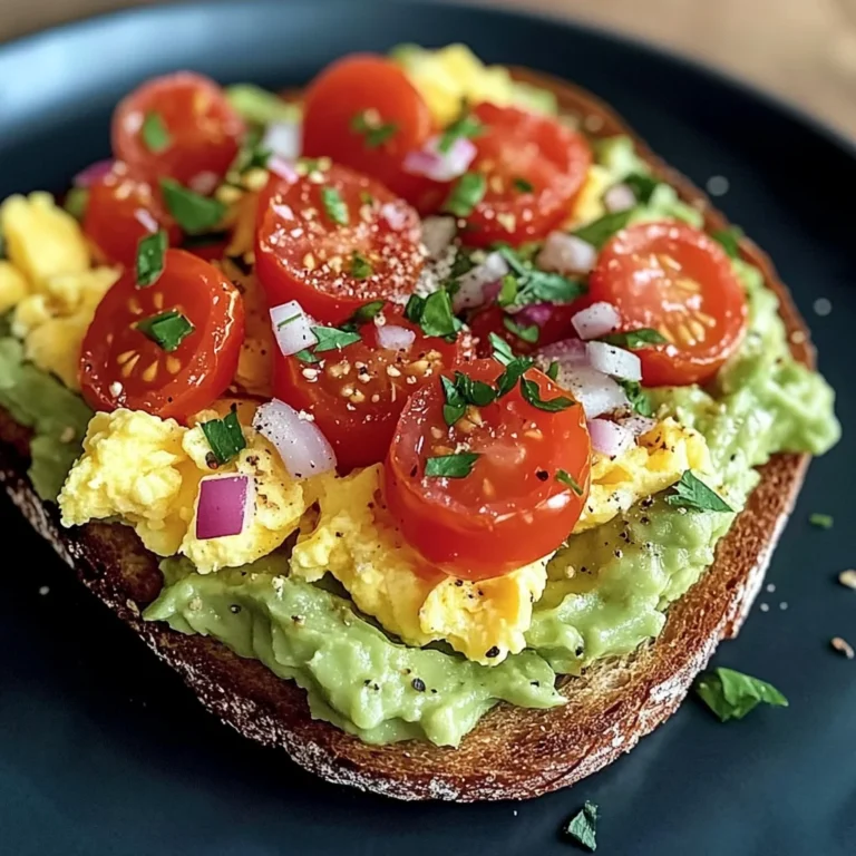 Avocado Toast with Scrambled Eggs and Tomato