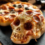 Cheesy Halloween Pizza Skulls