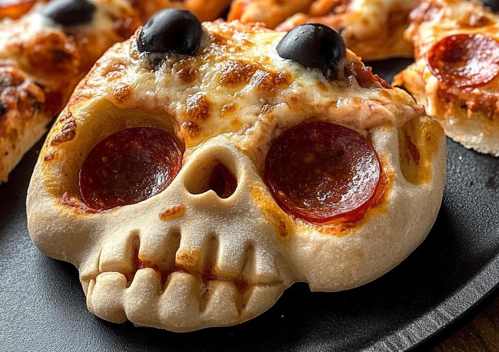Cheesy Halloween Pizza Skulls