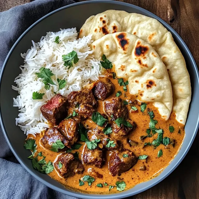 Coconut-Curry Beef with Garlic Naan & Jasmine Rice