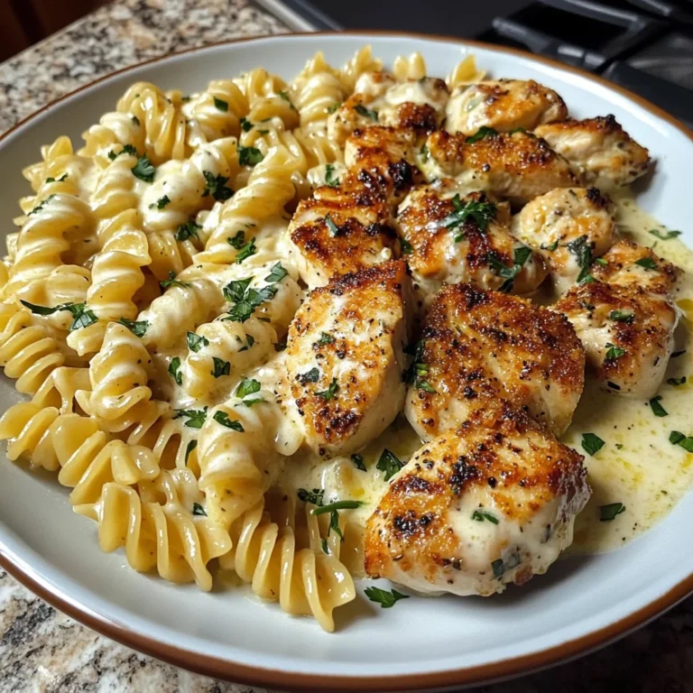 Creamy Garlic Chicken and Rotini with Mozzarella Alfredo