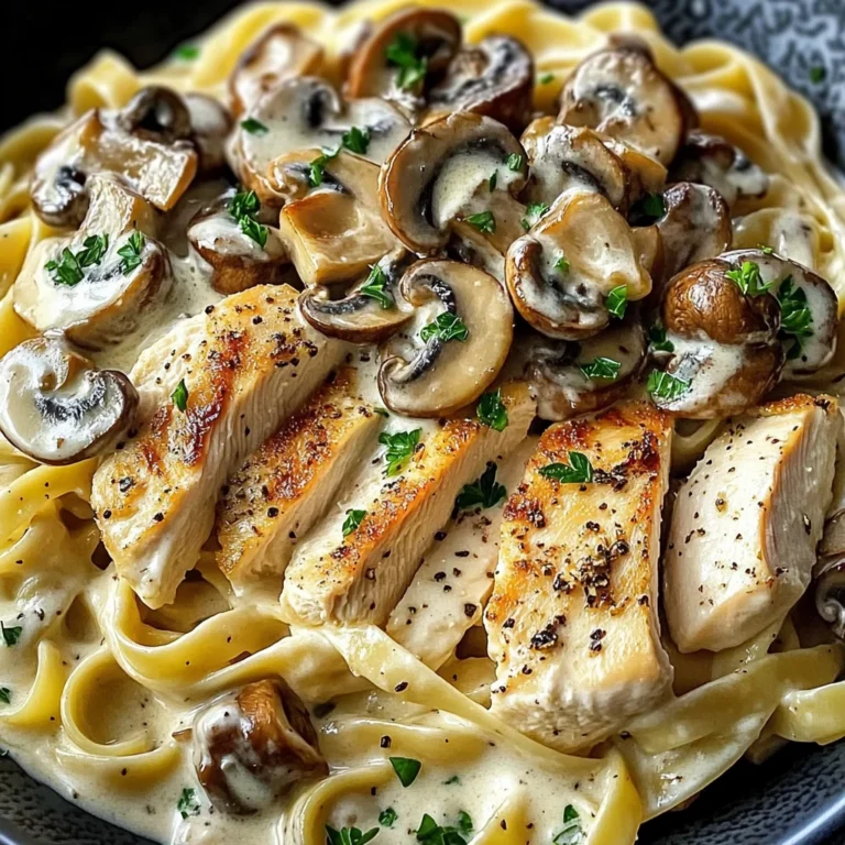 Creamy Garlic Mushroom Chicken Fettuccine