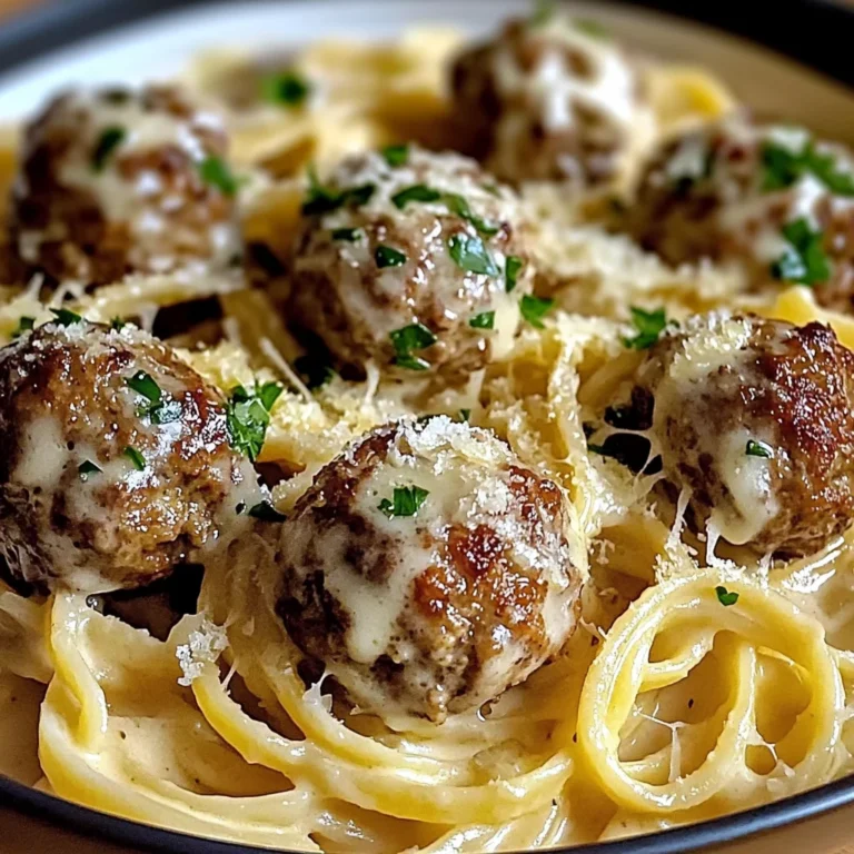 Garlic Butter Meatballs : Creamy Linguine Delight