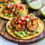 Grilled Shrimp Tostadas with Guacamole & Pico de Gallo