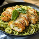 Pesto Pasta with Crispy Parmesan Chicken