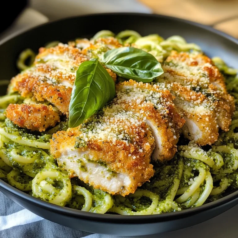 Pesto Pasta with Crispy Parmesan Chicken
