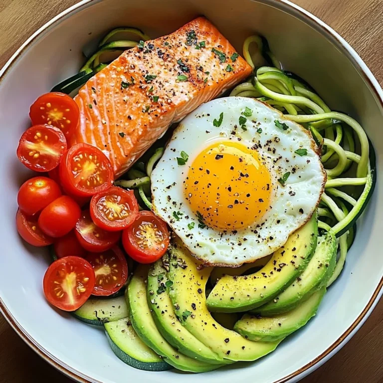 Zoodle Power Plate with Salmon, Avocado & Sunny Egg