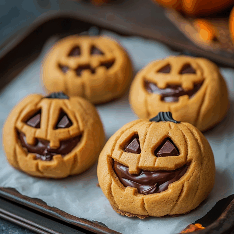 Milk Chocolate Stuffed Jack-O’-Lantern Cookies