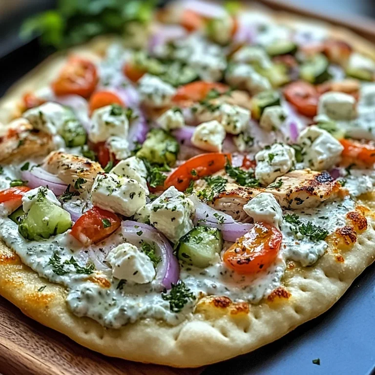 pizza topped with tzatziki sauce
