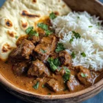 Beef Coconut Curry with Fragrant Rice and Warm Naan