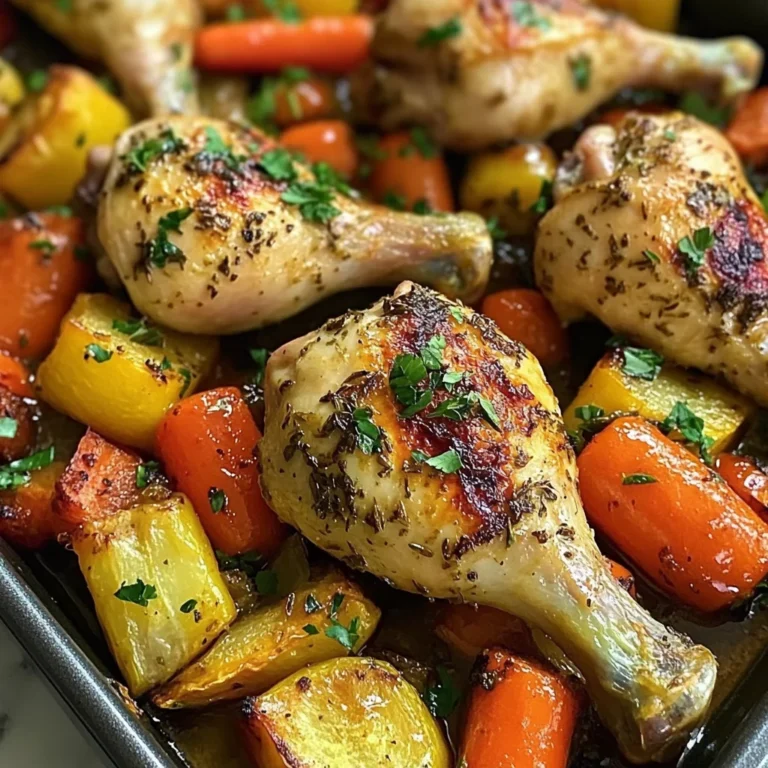 Garlic Herb Chicken Drumsticks with Roasted Veggies