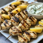 Greek Lemon Chicken Skewers with Tzatziki Sauce