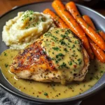 Herb Chicken with Creamy Mustard Sauce, Mashed Potatoes & Glazed Carrots