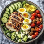 Mediterranean Power Salad with Grilled Chicken & Jammy Eggs