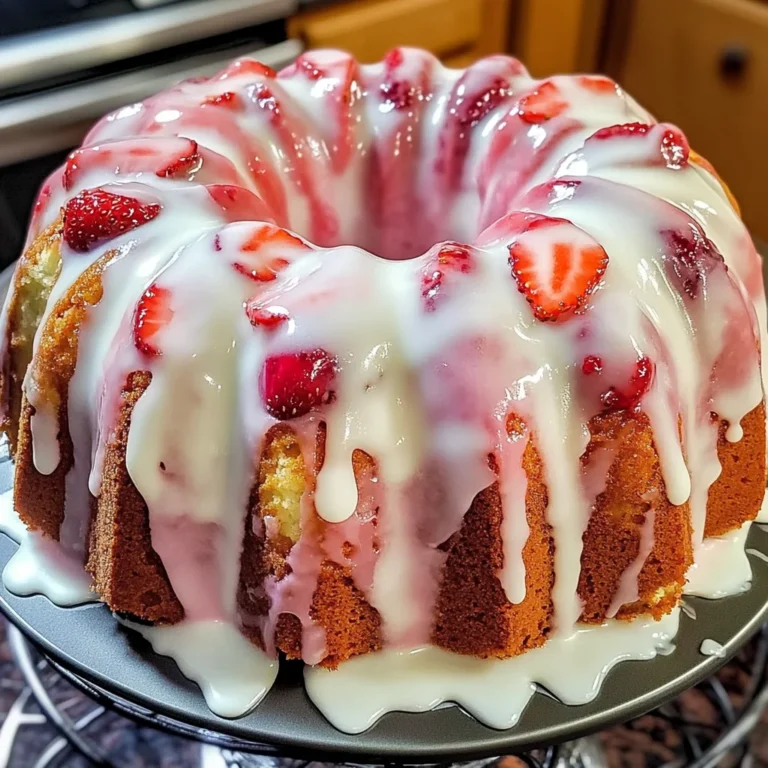 Strawberry Cream Cheese Pound Cake with White Glaze